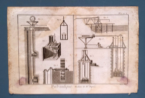 Gravure ancienne hydraulique - gravure,